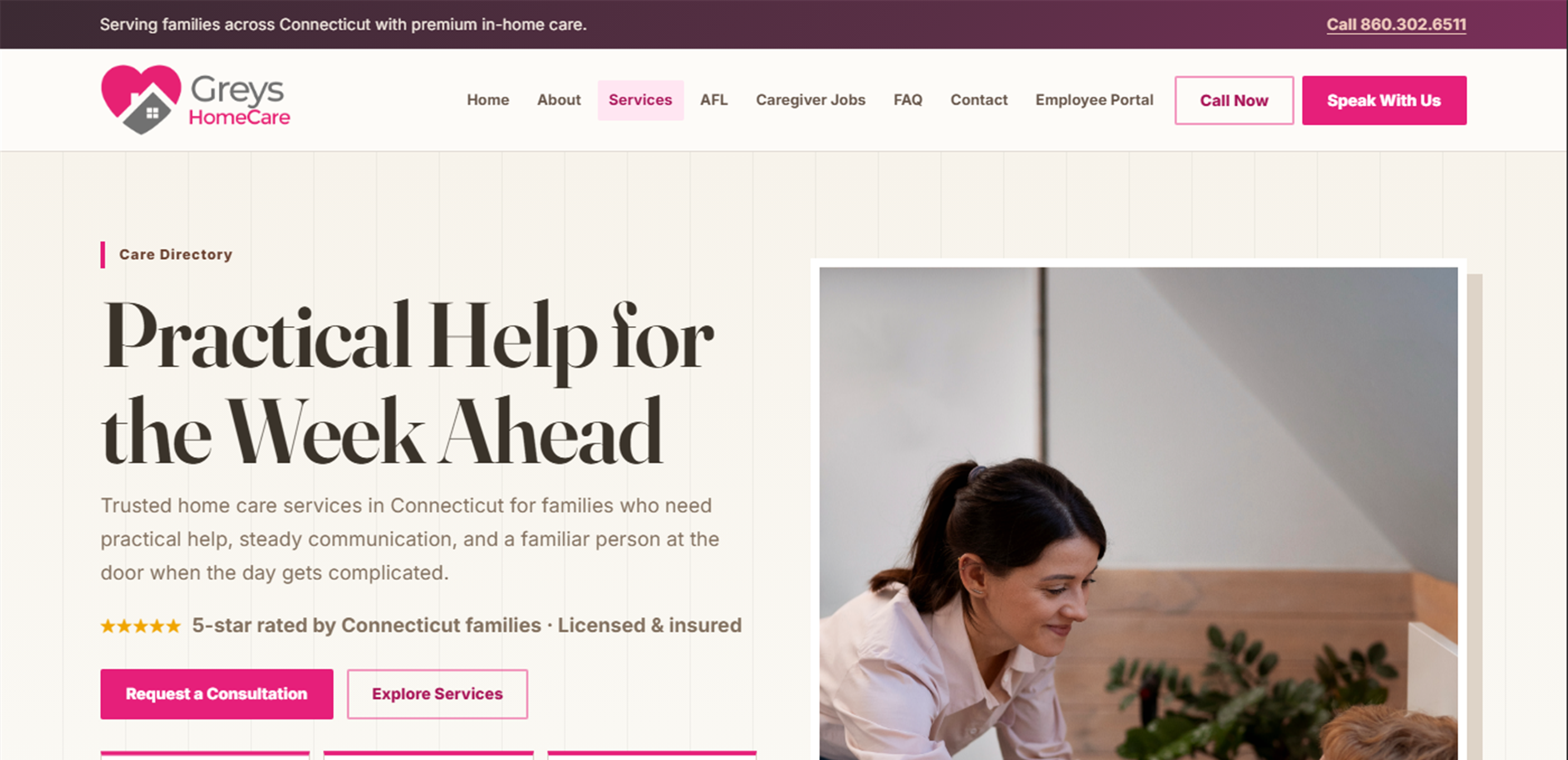 Grey's Home Care website development and implementation preview